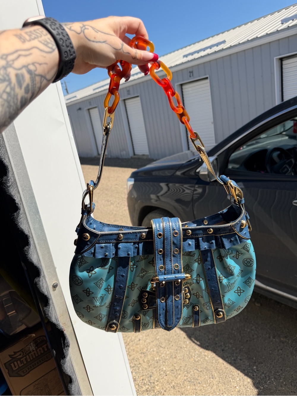 Designer-Inspired Teal and Blue Shoulder Bag *PRICE REFLECTS AUTHENTICITY*